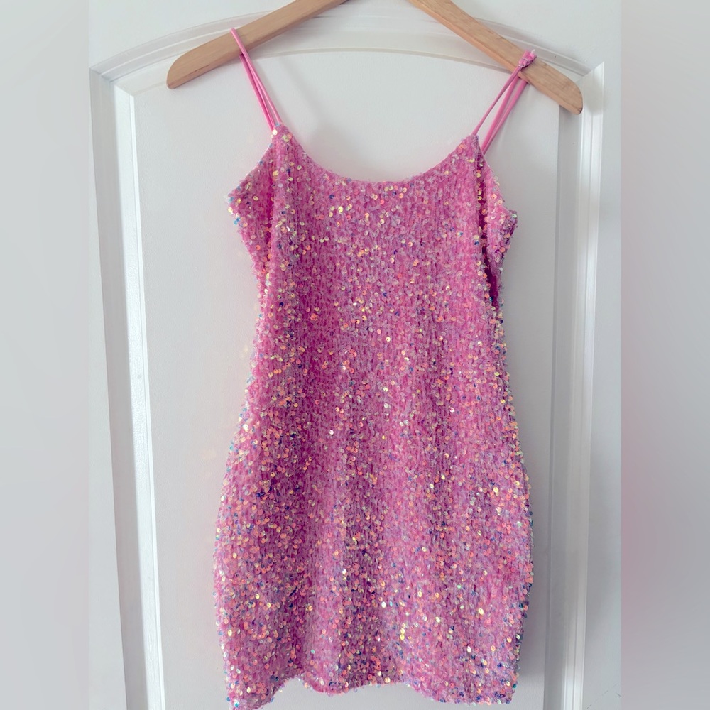 Lucy in the Sky - Pink Sequin Mini Dress